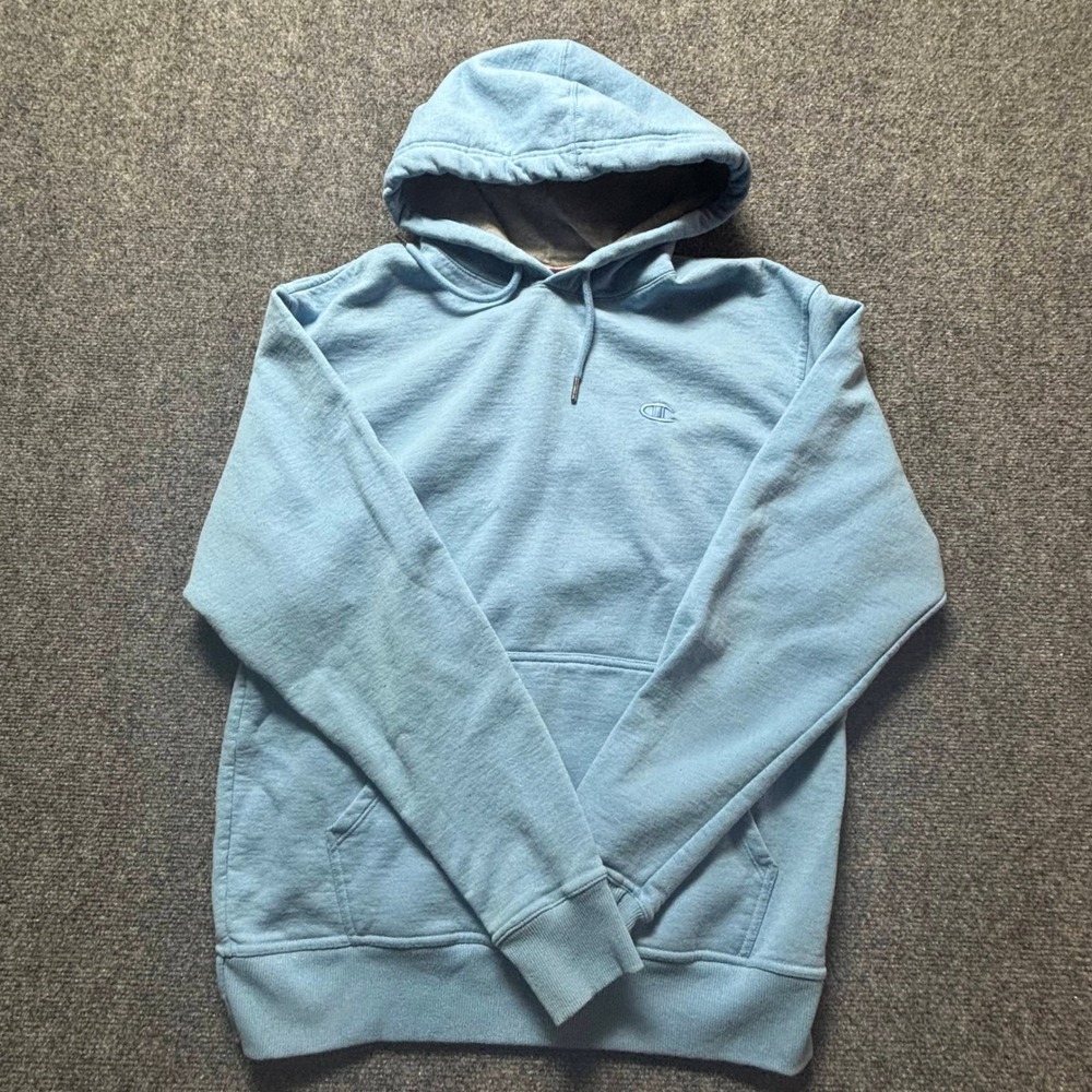 Champion Mens Powerblend Hoodie Light Blue Pullover Sweatshirt S149‎ Medium